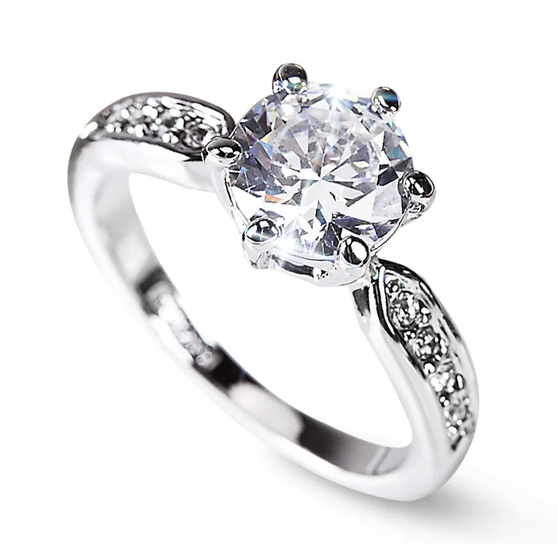 

Charm Fashion Trendy Factory Wholesale plating 925 Diamond ring copper plated silver ring zircon single diamond