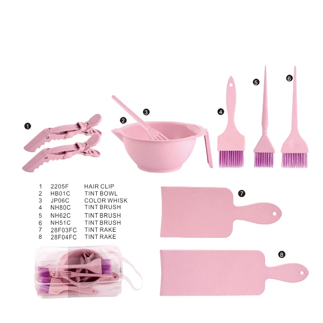 

Wholesale Hairdressers Salon Coloring Hair Styling Tools Set Eco-Friendly Wheat Straw Fiber Hairdressing Accessories, Pink / customized