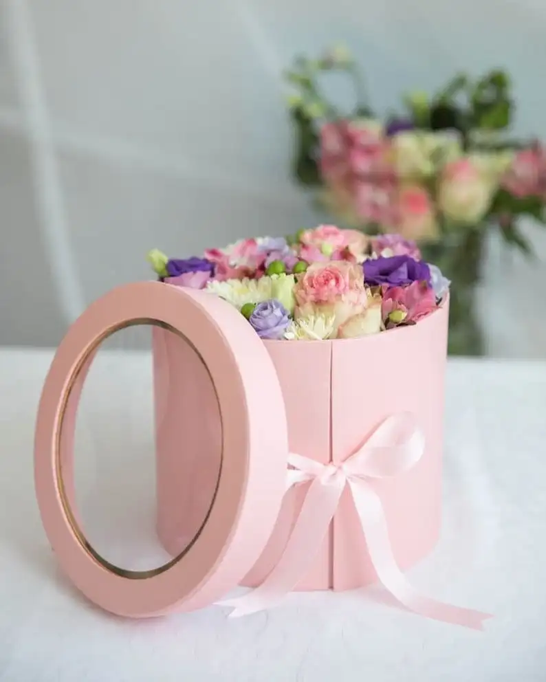 

Hot Selling Round Rose Flower Round Shaped Floral Box