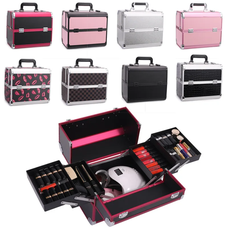 

Aluminum pink hard travel makeup train cosmetic vanity box /Professional Portable Makeup case/Wholesale professional travel case, Red black silver pink