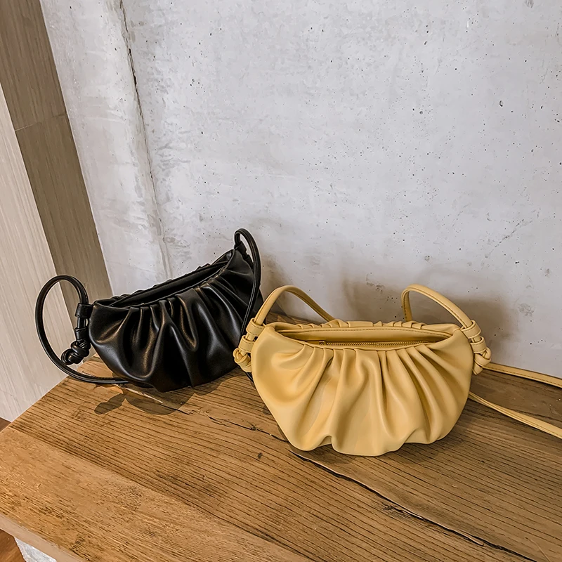 

2021 New Designer Luxury Pleated Clutch Small Shoulder Bag Fashion Women Handbags Ladies Cloud Bags, Pink,yellow,black,white or customized color