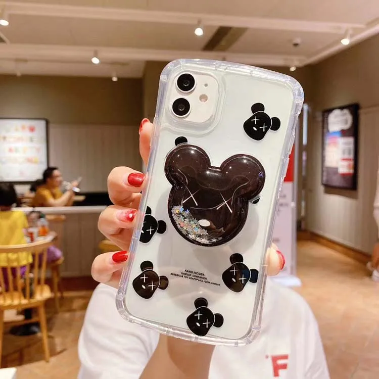

Wholesale Quicksand Airbag Holder Cartoon Colorful Glue Printing Hard Acrylic Cell Mobile Phone Cover Case For Iphone 11 (6.1)