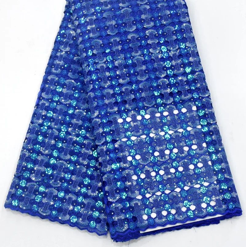 

Popular blue african sequined embroidery fabric organza materials, Accept customized color