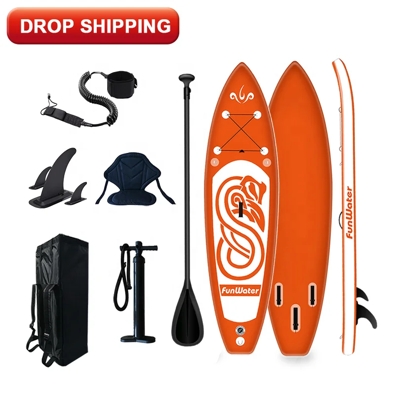 

FUNWATER drop shipping sup paddle board inflatable surfboard inflatable paddle board yoga, Blue,orange