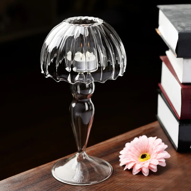 Europeanstyle Transparent Glass Table Lamp Shape Handcrafted Candle