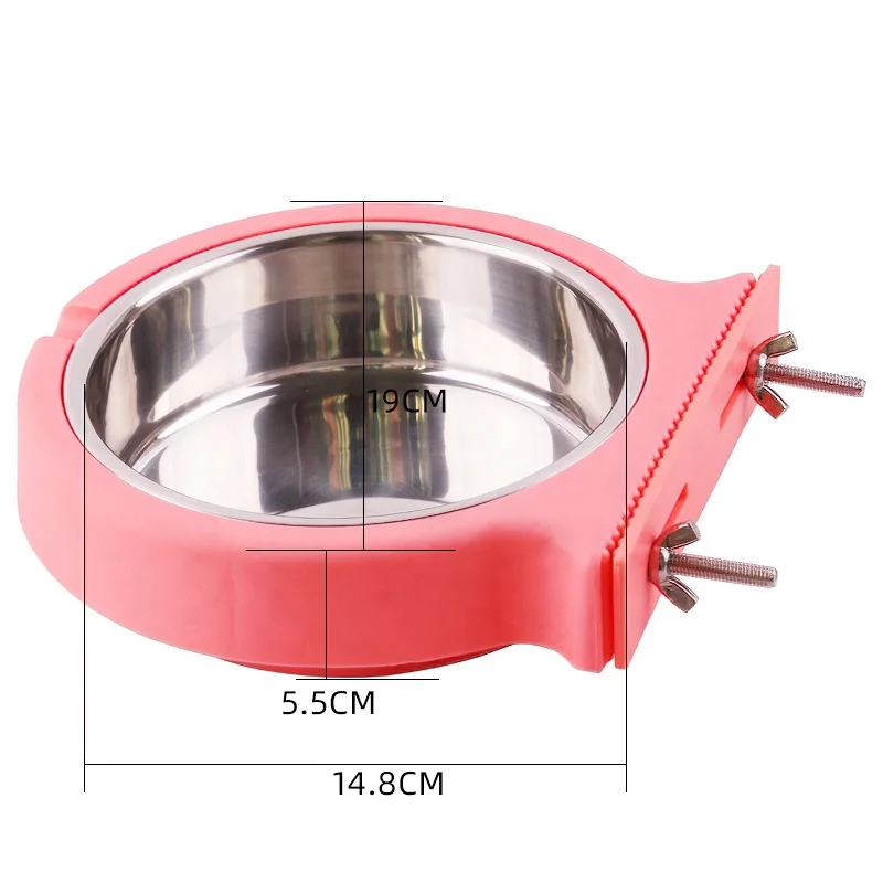 

Hanging Detachable Reinforced Stainless Steel Keep Fresh Pet Double Bowl Fixed Bowl Kit Cat Feeder Dog Feeder For Hot Sale, Blue and pink and green