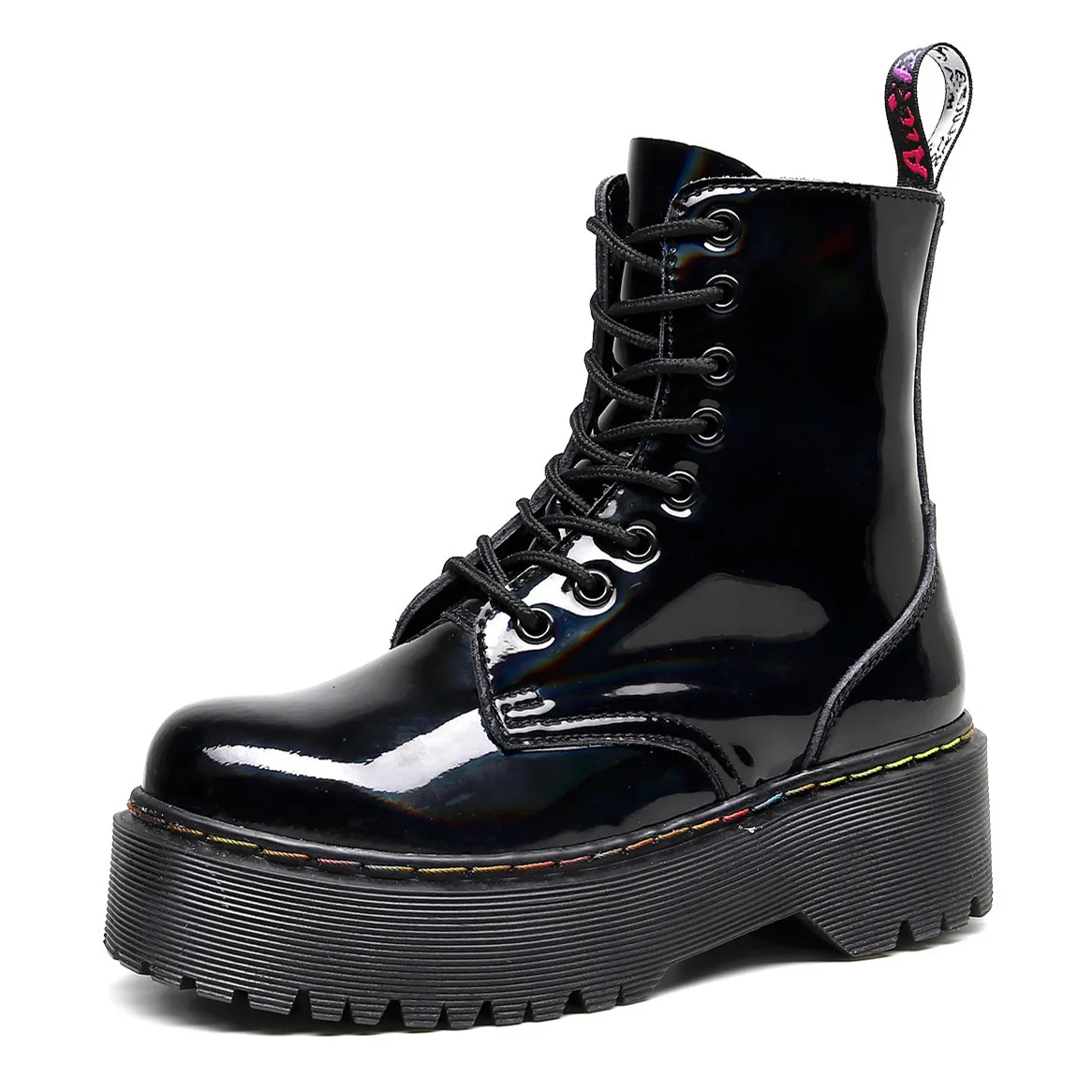 

Women's Boots Dr Black Rainbow 8 Hole Boots Leather Martens Boots