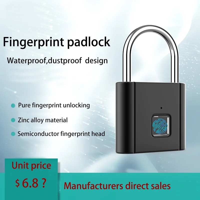 
Manufacturer direct supply small fingerprint smart security stainless steel padlock 