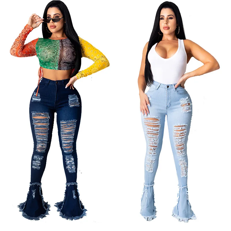 

Wholesale Stacked Plus Size Pants & Ripped Womens High Waist Distributors Stretchy Denim Jeans Women