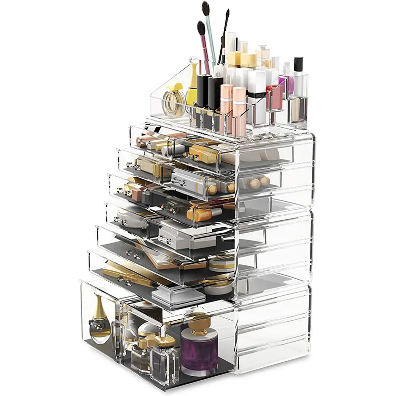 

Caja de almacenamiento de plastico organizador acrilico de maquillaje al por mayor, Transparent