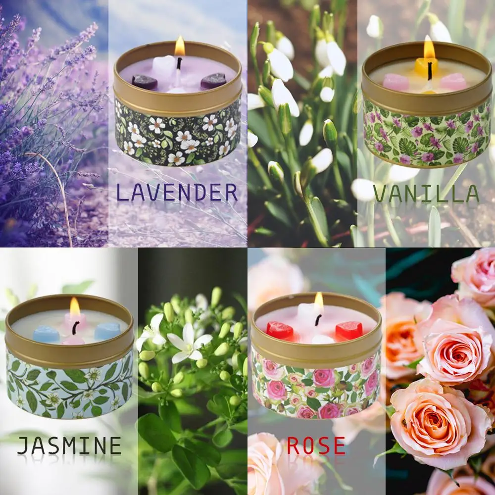 
Wholesale 4 Travel Tin Jar Candle with Heart Shape Soy Wax Scented Candle Gift Set for Lover 