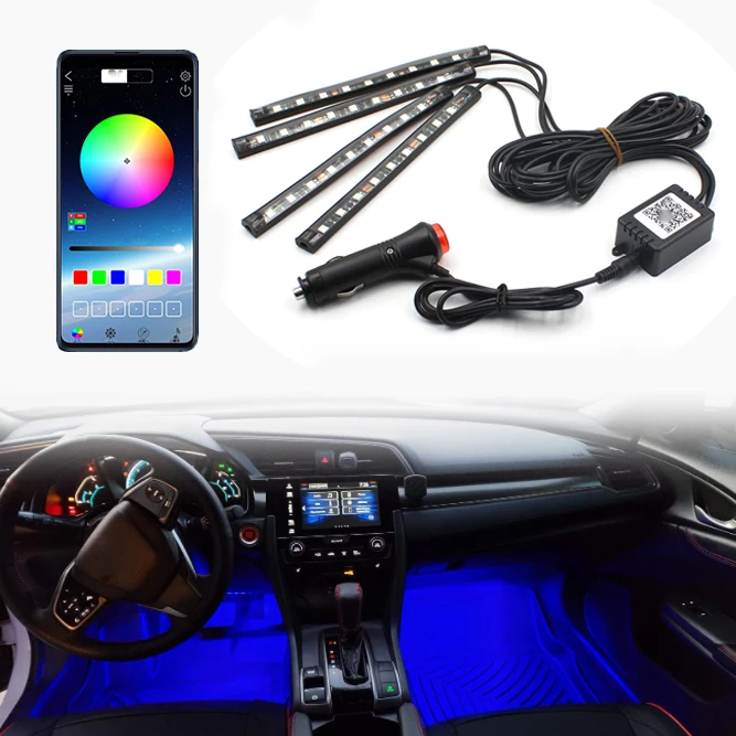 

Car Interior Decorative Atmosphere Lamp 22cm Waterproof LED Strip Light RGB 12V Universal Car Accessories ABS Plastic 8W