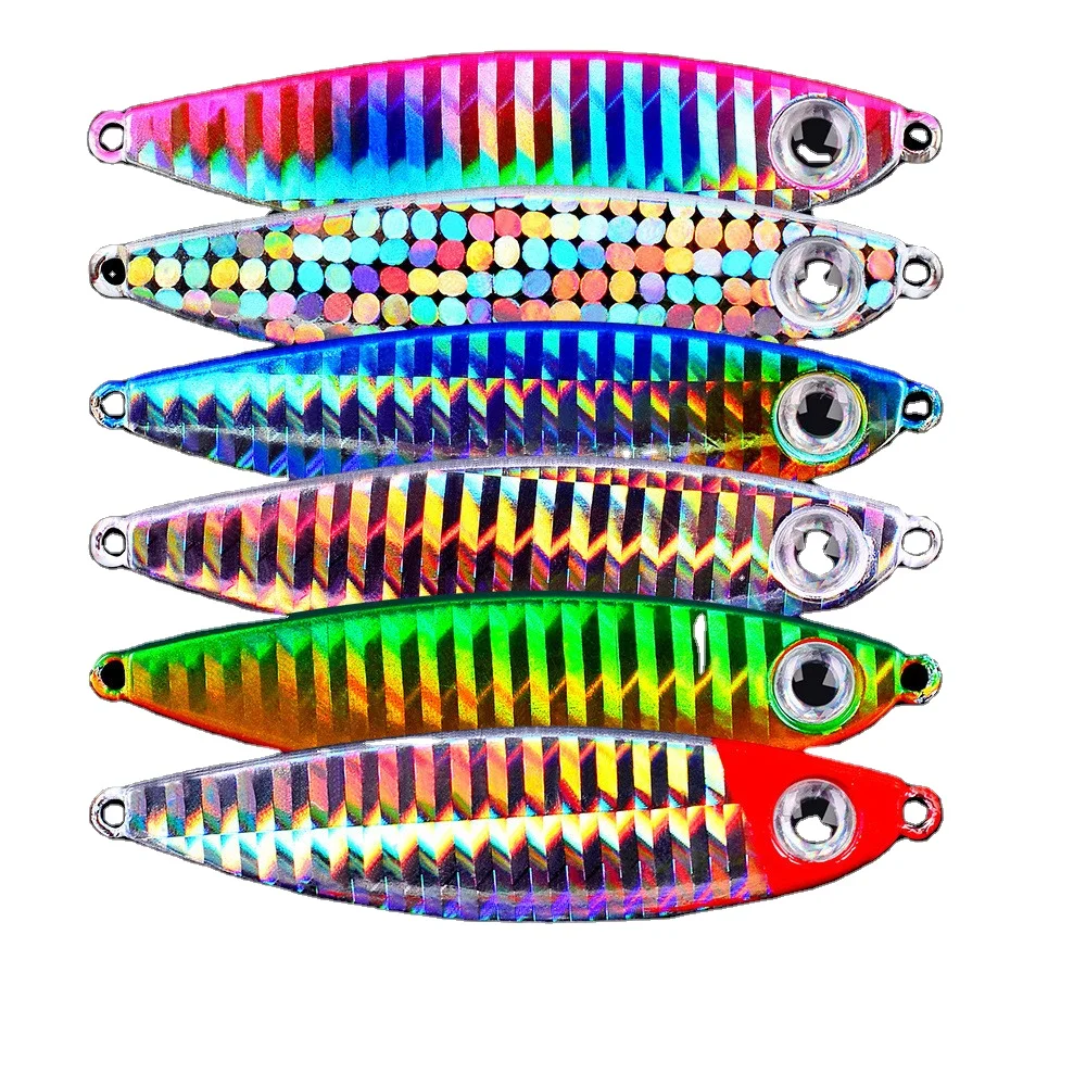 

New Fishing Lures Jig Sinking Lead Metal Flat Jigs Jigging Lure 7g 10g 15g 20g 30g For Squid Snapper Tuna, 6 colors