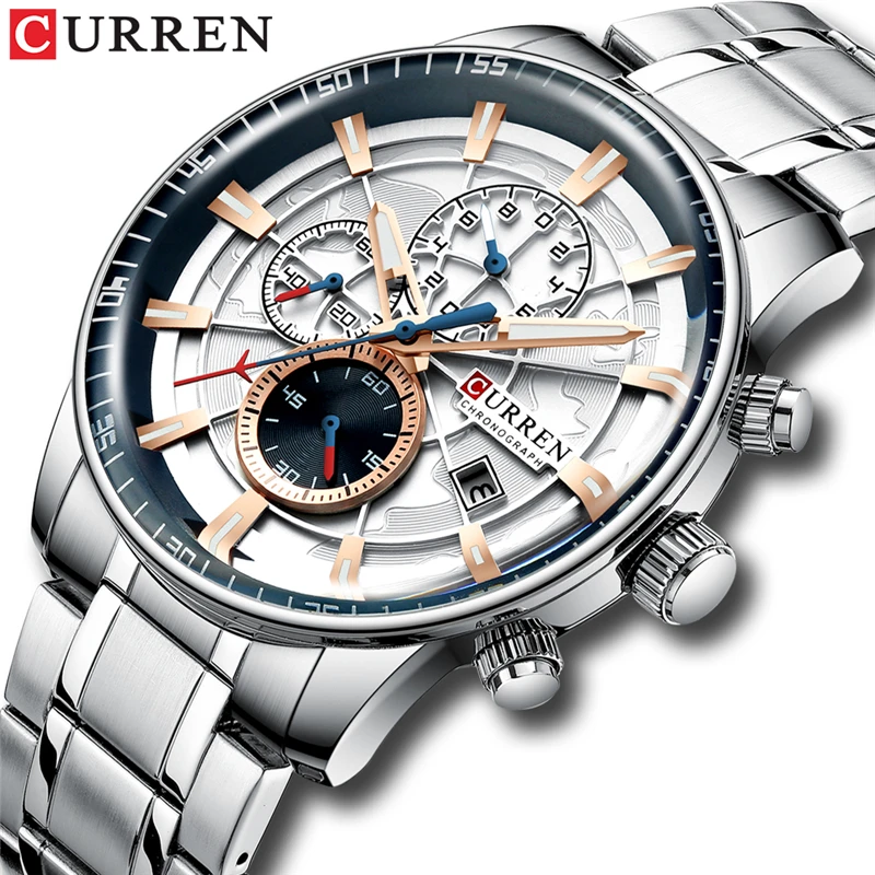 

New CURREN 8362 Brand Men Watches Chronograph Quartz Men Stainless Steel Waterproof Sports Clock Watches Business reloj hombre
