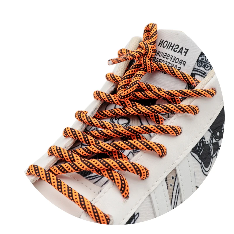 

Xuansi New Good Quality Round Twill Checkered Laces Shoelaces Shoe Laces Polyester Length 100cm Length For Sneaker, Bottom based color + match color,support any two pantone colors mixed