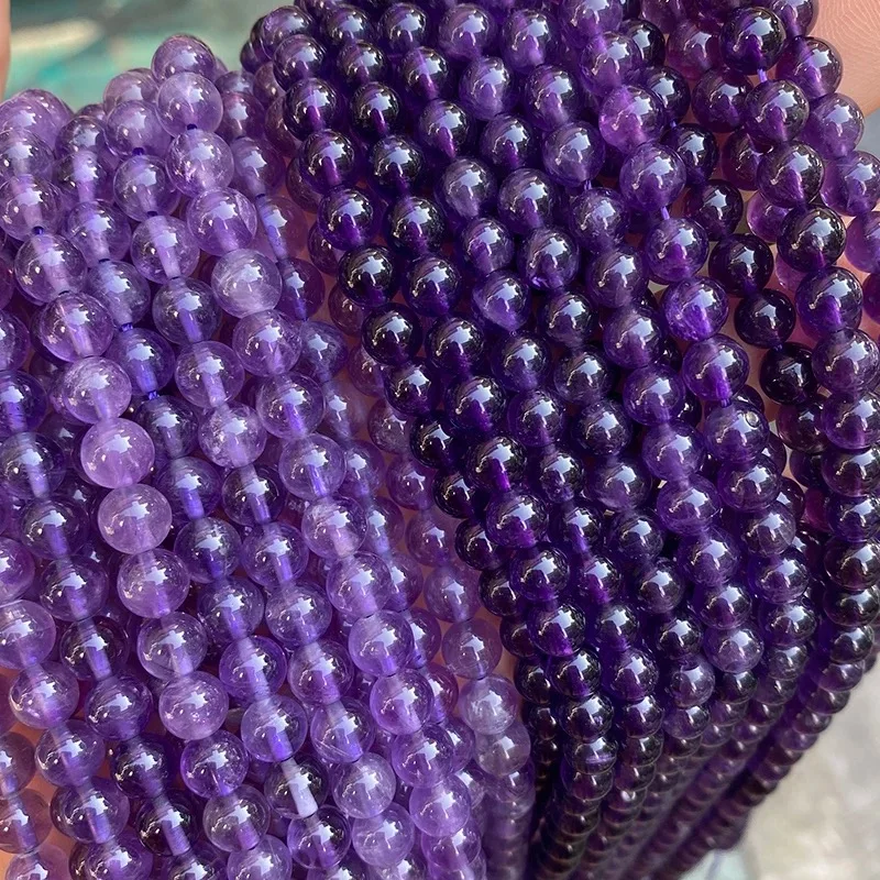 

Wholesale Tier A High Quality Loose Healing Crystal Gemstone Beads 10mm Round Natural Amethyst Beads For Bracelet, Purple