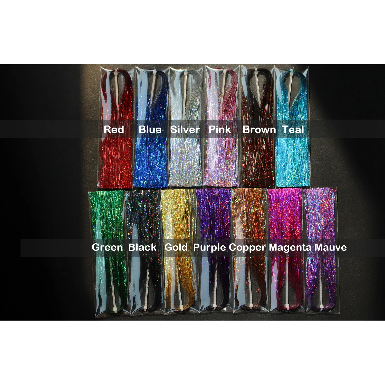 13 Colors Holographic Flashabou Glittering Tinsel Sparkle Crystal Flash