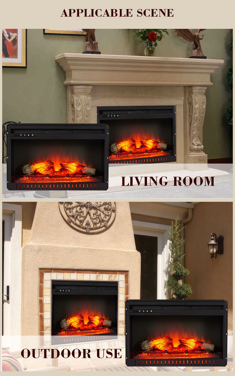 Fireplaces Heater with Remote Control Electric Fireplace Wall Mounted Insert Fire Place