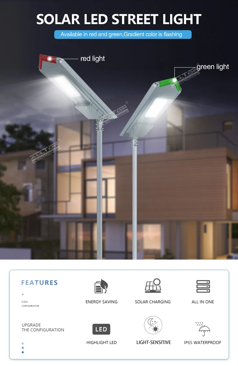 ALLTOP High lumen bridgelux smd outdoor waterproof ip65 150w integrated all in one solar led street light