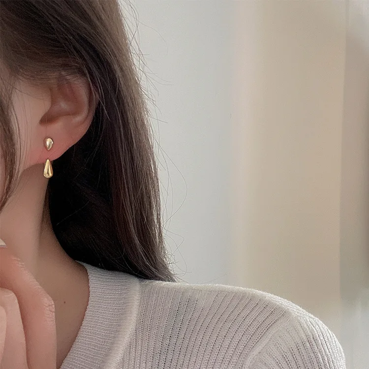 

Vershal Gold Silver Plated Minimalist Waterdrop Two Wear Earrings Jewelry For Women