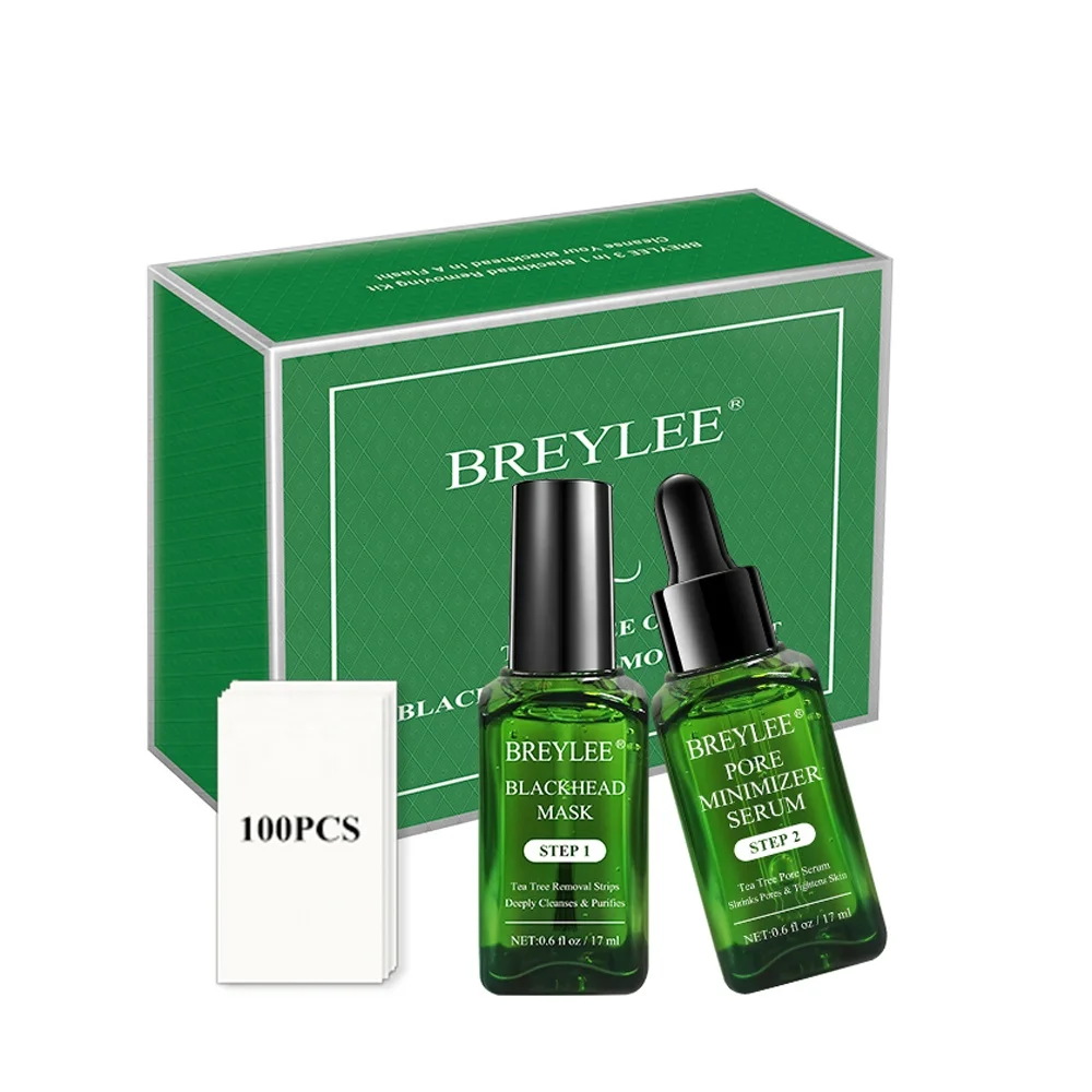 

BREYLEE 3 in 1 Pore minimizer Serum Shrink Pores Blackhead mask Removing Pore Strip Kit