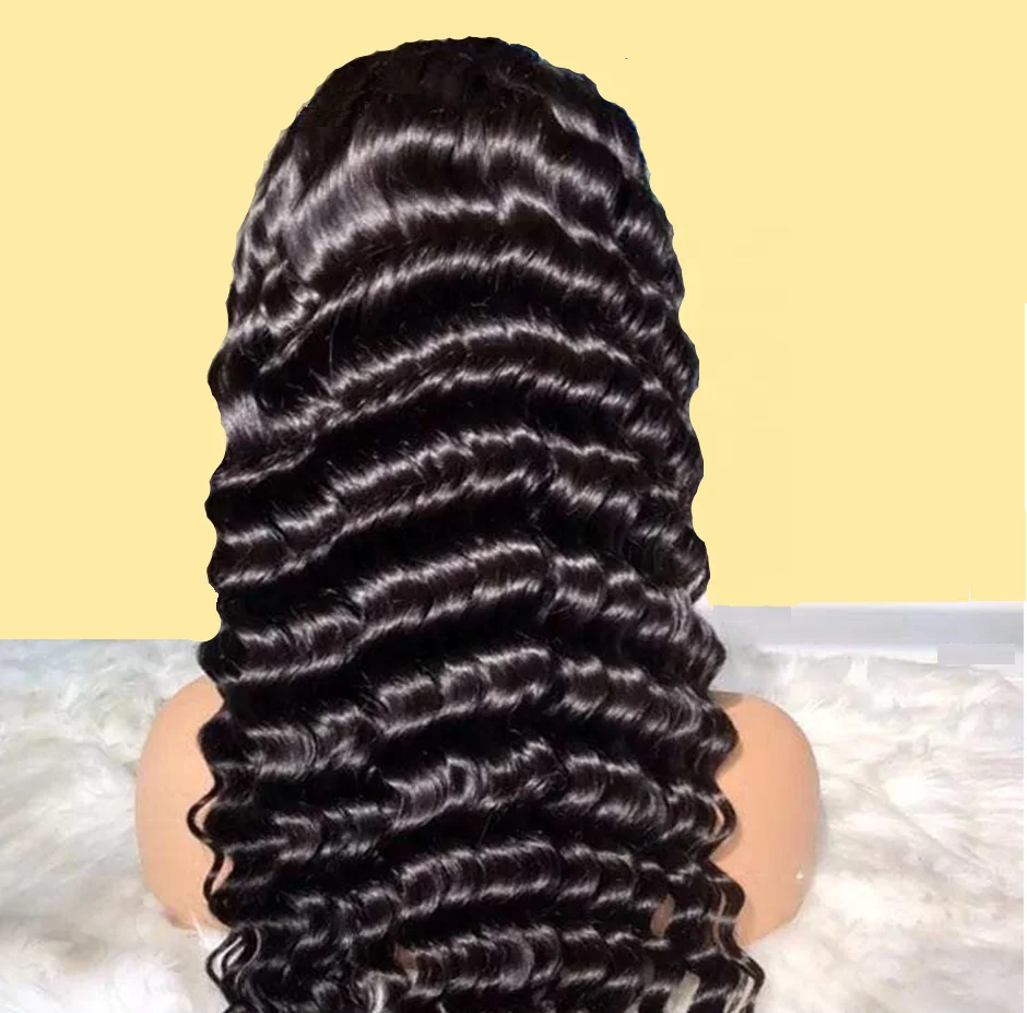 

30inch long Brazilian deep wave virgin human hair wig deep wave custom 13x4 HD human hair lace frontal deep wave Wigs for women