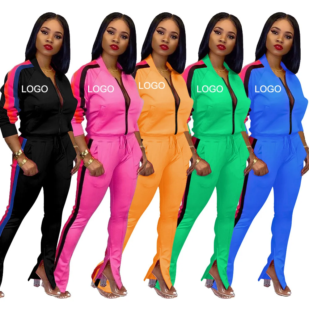 

Custom Logo Zip Cardigan Women Sweat Suits Set Jogger Sets Causal Candy color Sweatshirt Sweatpants Wholesale Tracksuit AC8139