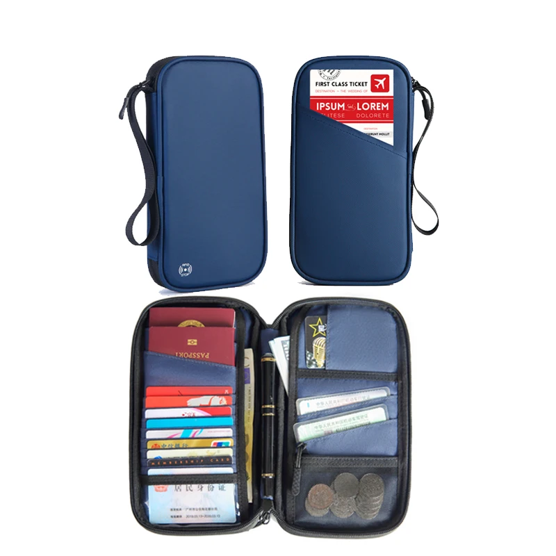 

Rfid Blocking Family Passport Holder Credit Phone Cover Case Passport Travel Wallet Promotion Gift or Passport OPP Bag Polyester, Black,blue,gray or custom