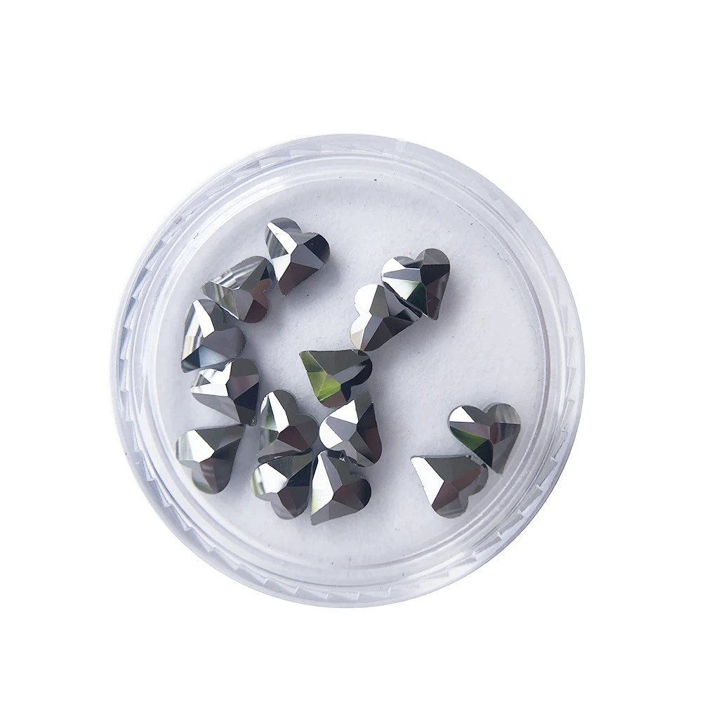 

2021 new design transparent bottom flatback nail art decoration heart shape, Black diamond/other color