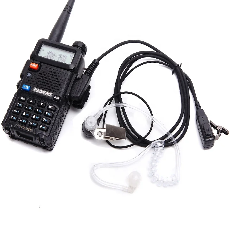 

Baofeng air acoustic tube earpiece 2 Pin headset mic for walkie talkie baofeng UV-5R BF-888S 888s 5R earphone, Black