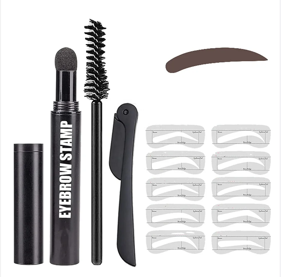 

Perfect 1 Step Brow Stamp Shaping Kit Eye Brow Stamp And Stencil Stick Set Eyebrow Powder Shaping Waterproof With Stencils, 3 colors