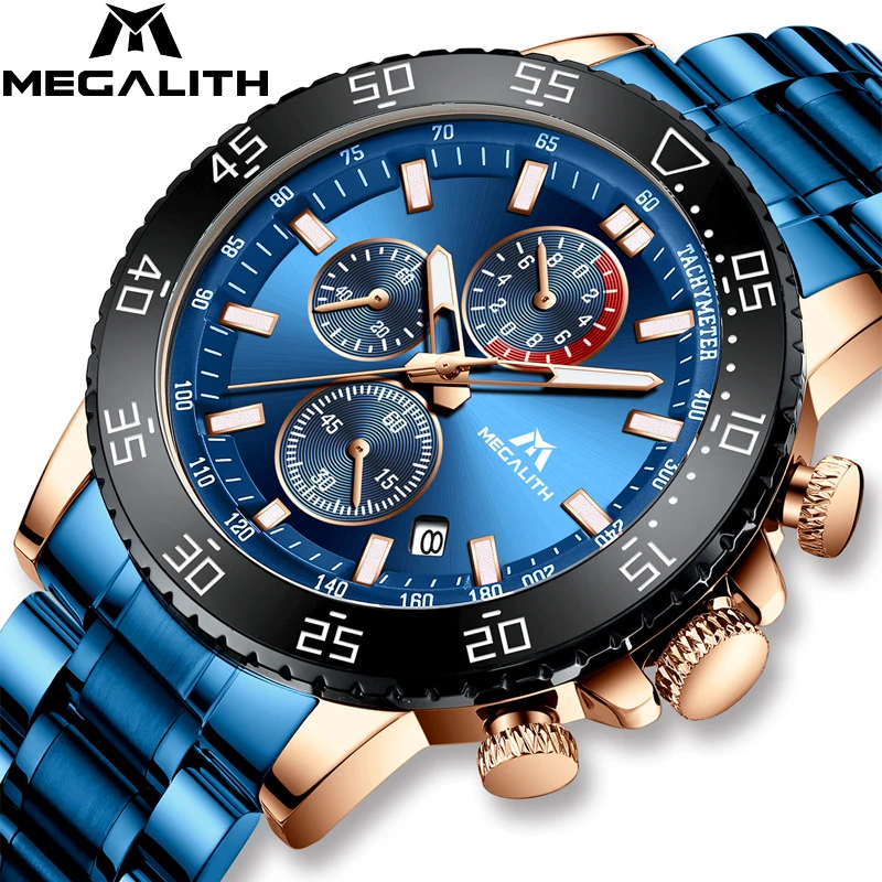 

MEGALITH Quartz Led Digital Clock Male Original Design Popular Wrist Watch Chronograph Luminous Business Luxury Men Watch