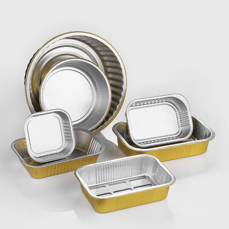 High Quality Gold Color Rectangle Foil Food Container Heat Seal Airline