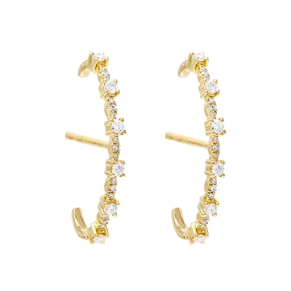 

2020 charming gift 18k gold vermeil trendy jewelry 925 sterling silver high polish diamond hook stud earrings for women