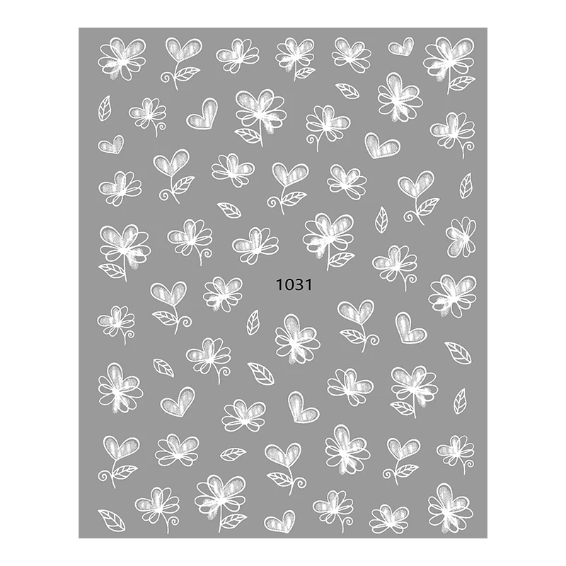 

2021 New Nail Art Salon 3D Hot Stamping Laser Colorful Sticker Set Flower Sticker