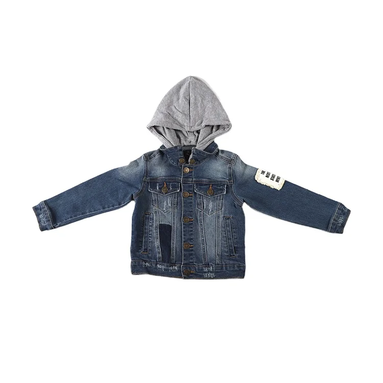 
2020 Fashion Skin Friendly Children Denim Jacket For Kids Wholesales Hooded Baby Denim Jacket 