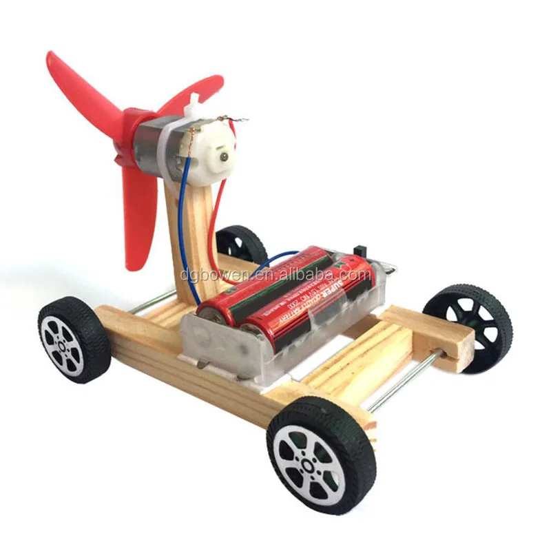 Kid Diy Wooden Single-Wing Wind Car Assembly Model Kit Science Experiment Toy_DM 