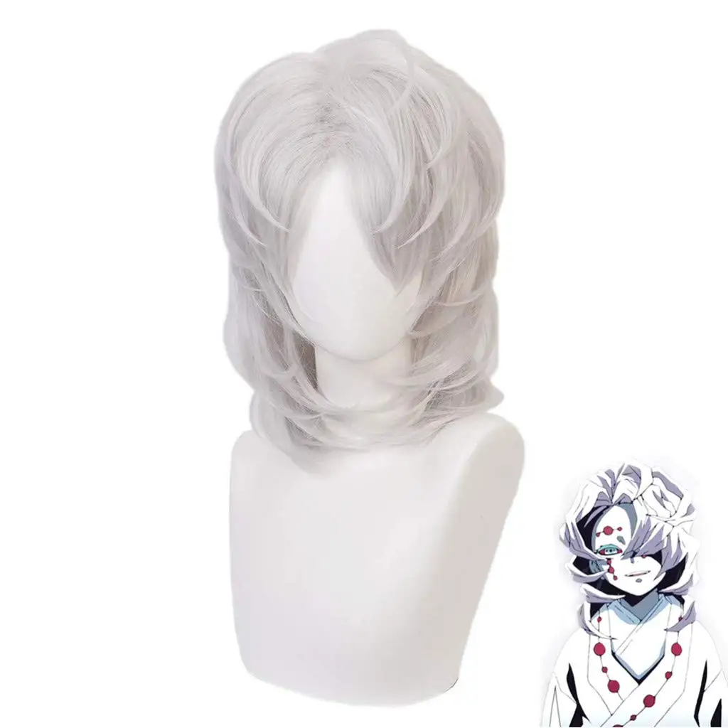 Demônio assassino kimetsu não yaiba ayaki rui cosplay peruca aranha prata  longa reta cabelo sintético para adulto dia das bruxas + peruca boné -  AliExpress