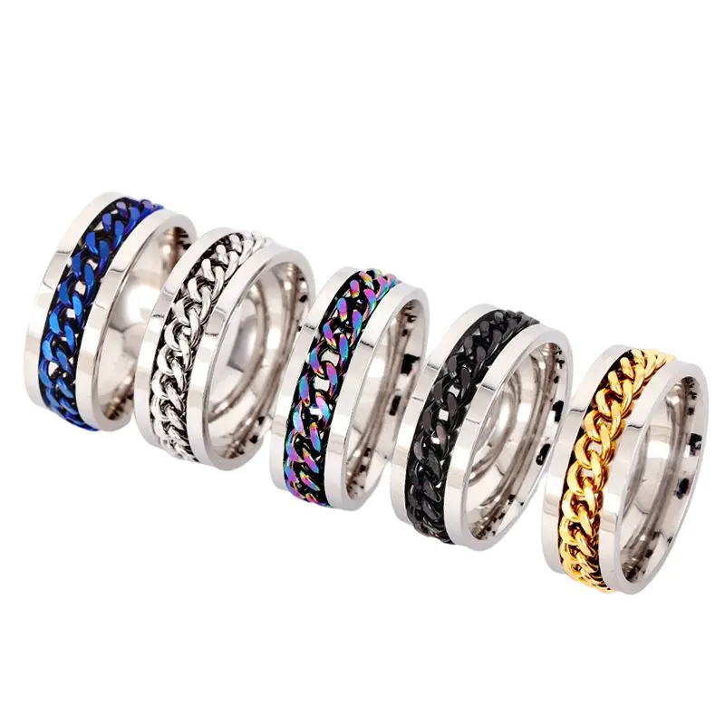 

Hot Selling Open Bottle Beer Ring Men's Rotatable Chain Titanium Steel Ring Stainless Steel Ring