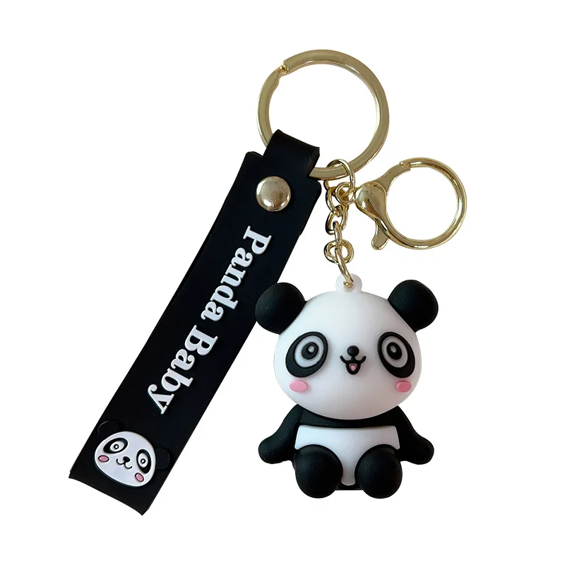 

Cheap Rubber Cartoon Animal 3D Soft PVC Panda Keychain Keyring with Custom Logo