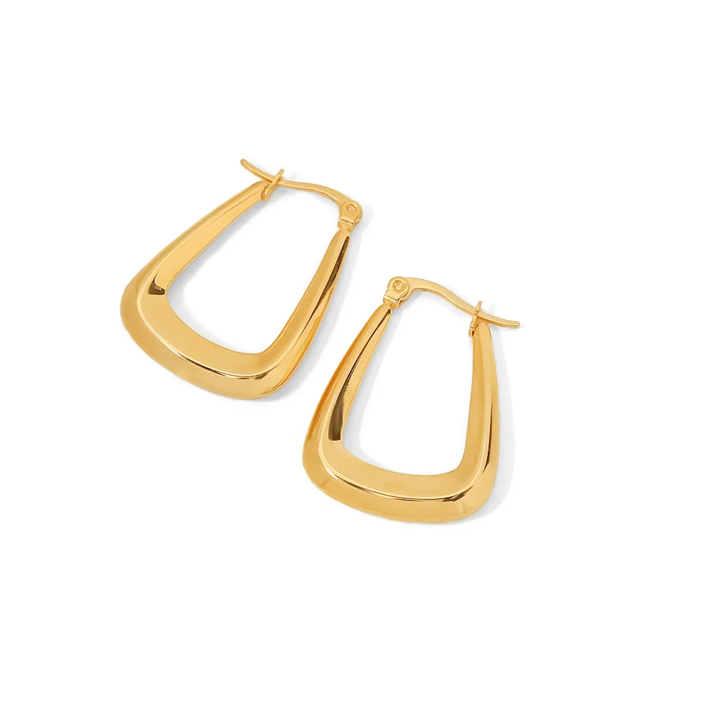 

Cheap 18K Gold Plated Titanium Steel Smooth U-shaped Hollow Earrings Minimalist Gift Jewelry Earrings For Women