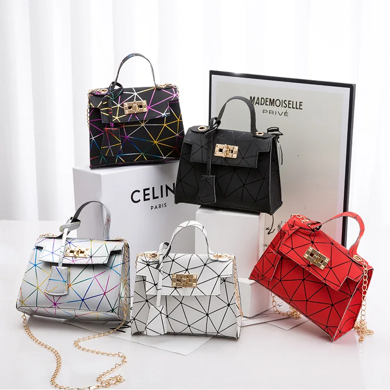 

ST-0020 Personality Geometric Splicing Printing Small Bag Fashion Chain Shoulder Bag New Modern Women Bags Handbag, Multi color