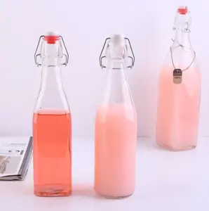 Image of Popular 500ml and 1 liter Swing Top Clip Top Glass Beer Bottle With Stoppers packing water bottle