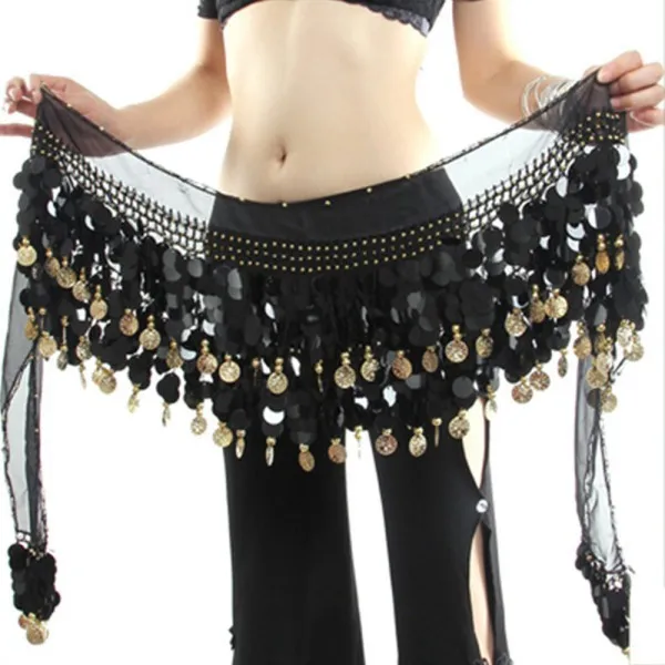 falda corta con flecos negro actuación disfraz de rave para mujer para festival Sttiafay Bufanda de danza del vientre con lentejuelas falda de danza del vientre 