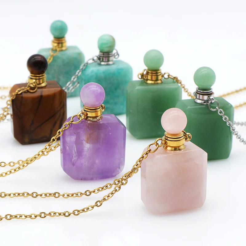 

High quality 2021 new trendy women jewelry necklace 18K gold plated stainless steel perfume bottle pendant necklaces