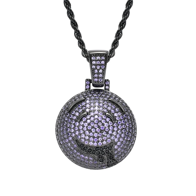 

Purple 3a CZ Diamond Purple Big Drool Iced Out Jewelry Pendant Mens Necklace