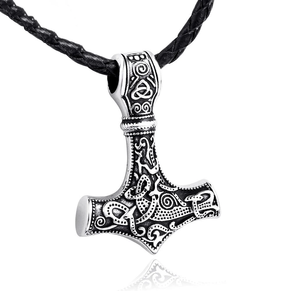 

Stainless Steel Vintage Original Necklace Charm Nordic Viking Thor's Hammer Talisman Norse Viking Jewelry Pendant