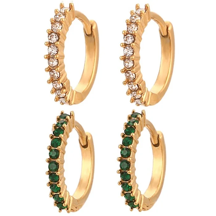 

Statement Earrings Jewelry Stainless Steel Gold Plated Mini Earrings Shiny Color Zircon Earrings for Women Girls