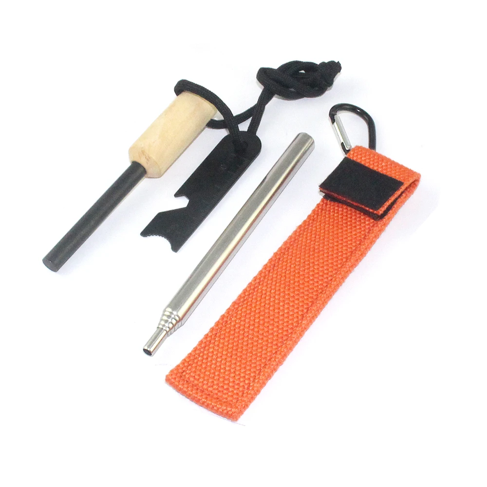 

Outdoor Camping Gear Fire Starter with Scraper and Whistle, 2020 New Arrival Product Fire Starter Flint Set, Customer's color