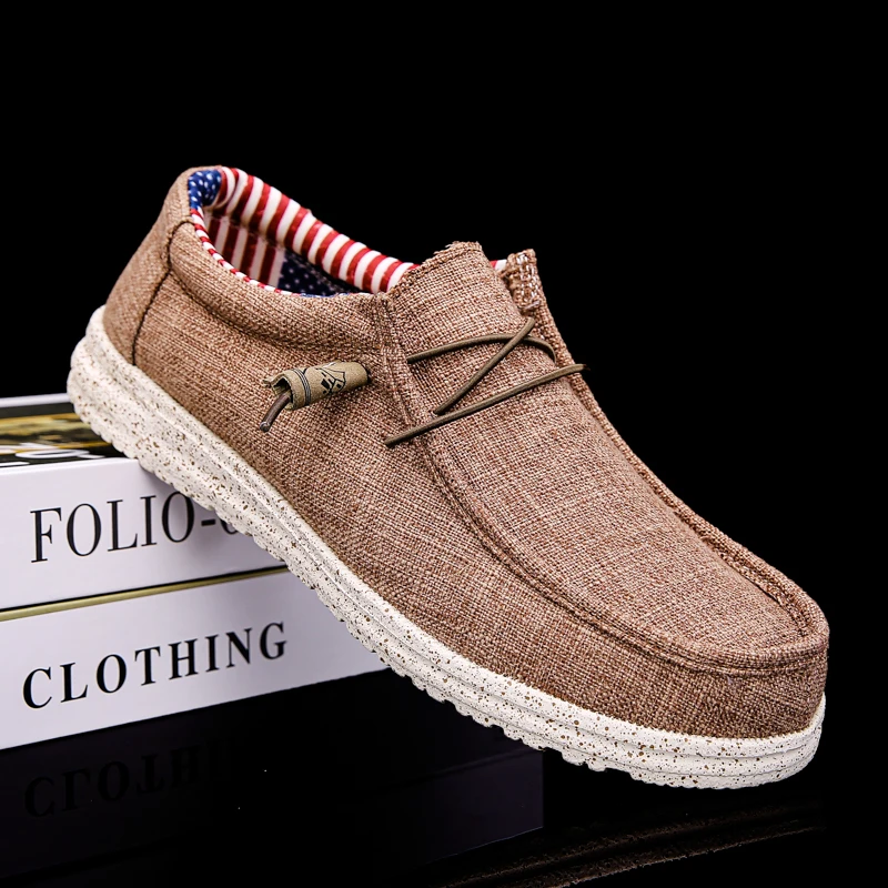 

Drop Shipping Wholesale Men's Super Light Canvas Dude Loafer Casual Slip on Walking Style Shoes